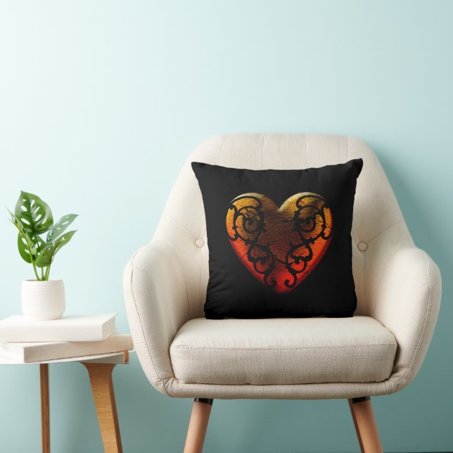 Halloween Filigree Goth Coeur Jeter Oreiller (Chaise)