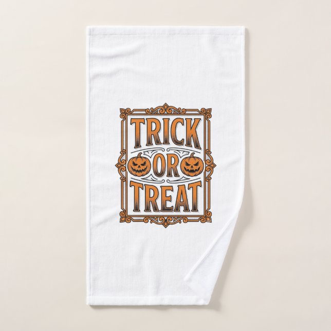 Halloween Friandise Citrouille Crânes Gravure Vint (Serviette à main)