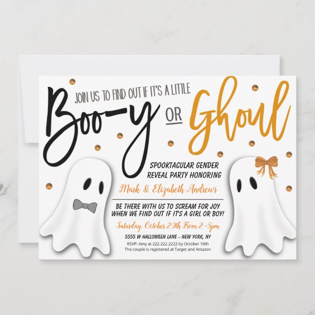 Halloween Genre Révéler Fantôme Invitation (Devant)