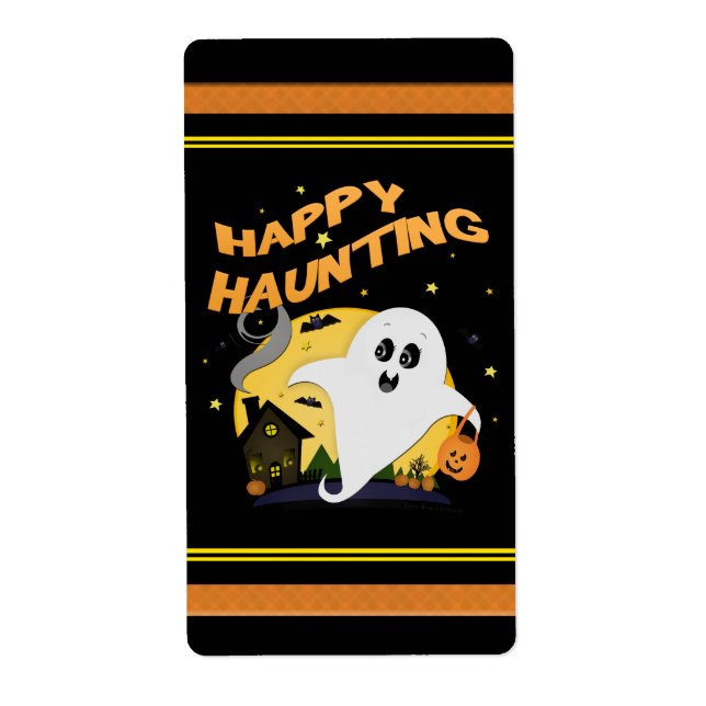 Halloween Ghost Treat Bag Étiquettes (Devant)