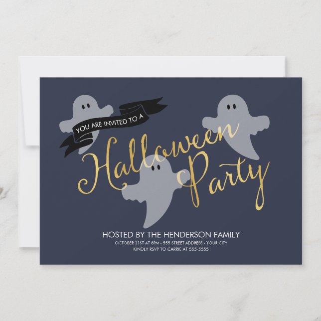 Halloween Ghosties - Invitation de la fête d'Hallo (Devant)