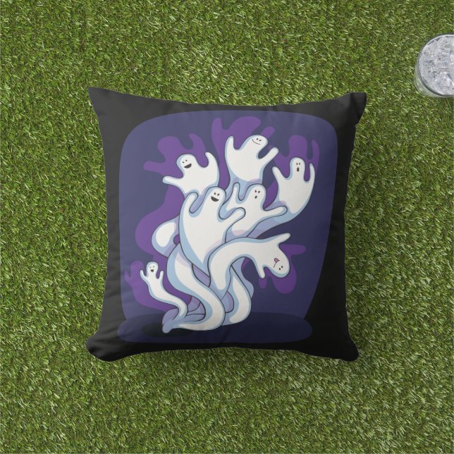 Halloween Ghosts et Polka Dot Coussin extérieur (Herbe)