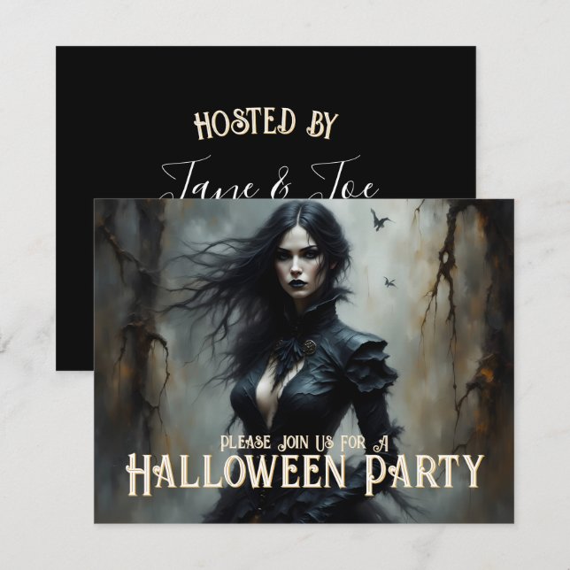Halloween gothique Nuit de Mystère Invitation (Devant / Derrière)