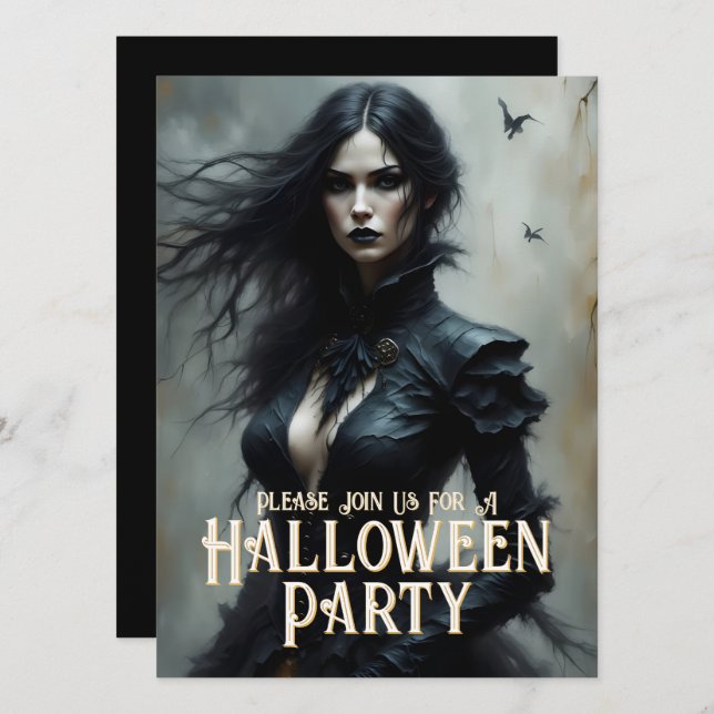 Halloween gothique Nuit de Mystère Invitation (Devant / Derrière)