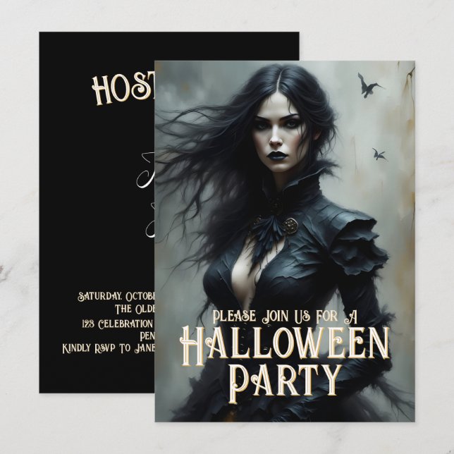 Halloween gothique Nuit de Mystère Invitation (Devant / Derrière)