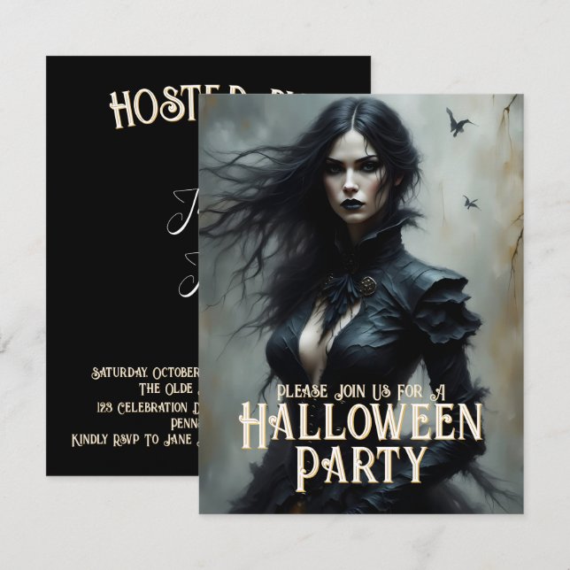 Halloween gothique Nuit de Mystère Invitation (Devant / Derrière)