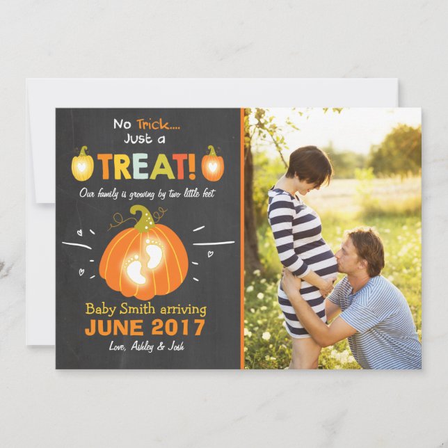 Halloween grossesse faire-part Tricoter ou traitem (Devant)