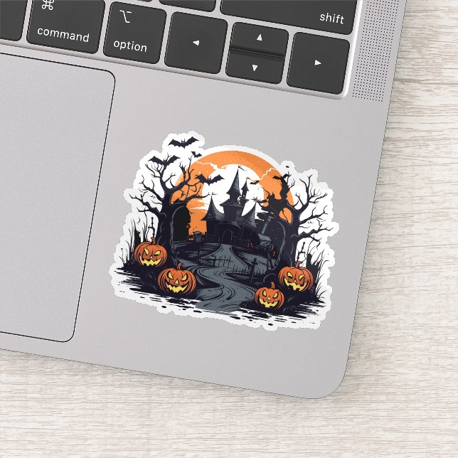 Halloween hantée maison éffrayante autocollant (Détail)