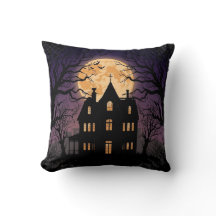 Halloween Haunted House Carré Coussin