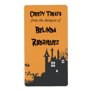 Halloween Haunted House Étiquette de cuisine