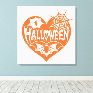 Halloween Heart, Cœur Orange en Forme de Toile d'A