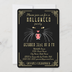 Halloween Hissing Chat Black Elegant Invitation