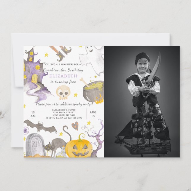 Halloween Invitation Anniversaire Avec Photo (Devant)
