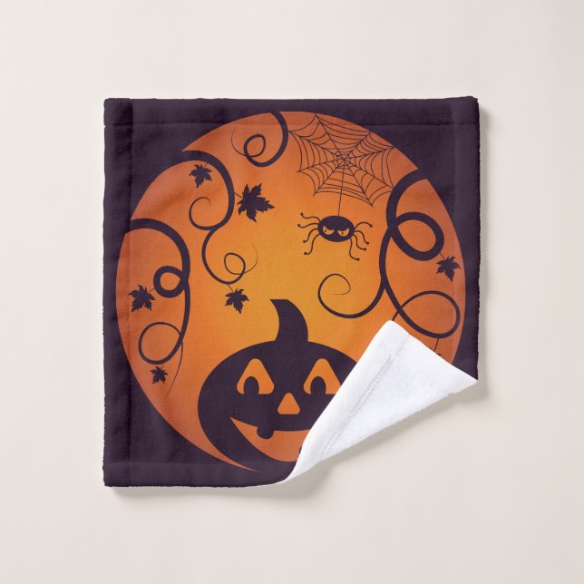 Halloween Jack-o'-lantern citrouille visage et ara (Gant de toilette)