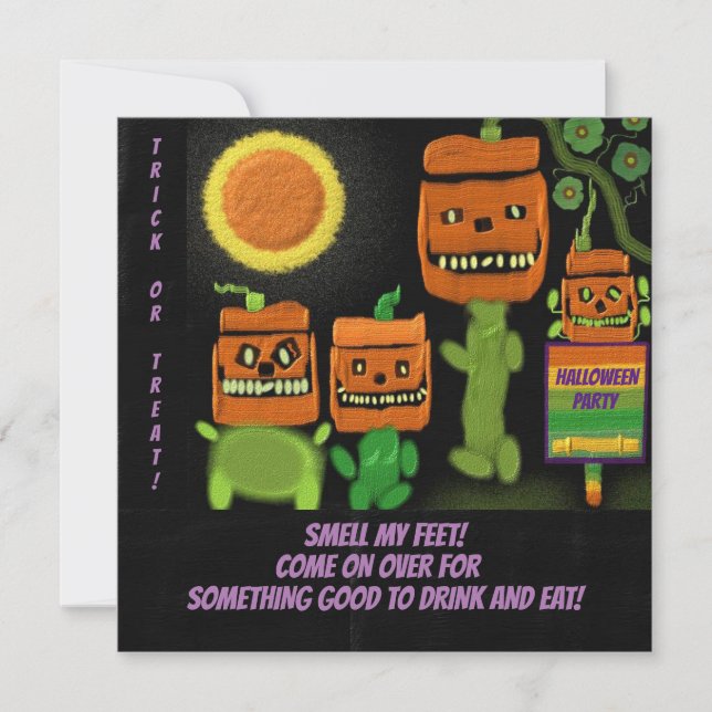 Halloween Jack O'Lanterns Trick Treat Invitation (Devant)