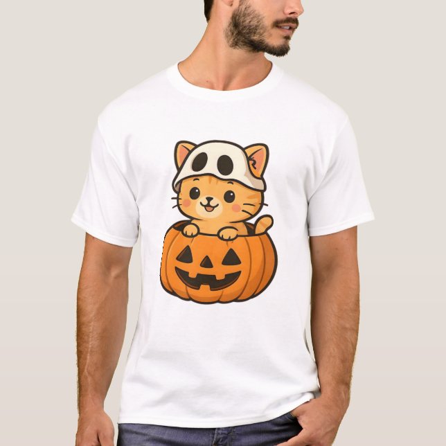 Halloween Kitty inside a pumpkin Classic T-Shirt (Devant)