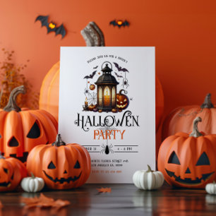 Halloween Lantern Bains & Spider Party Invitation