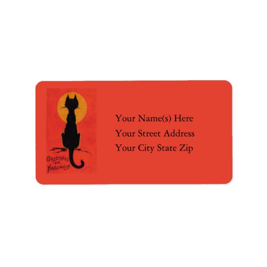 Halloween le plus noir des chats vintages étiquette d'adresse