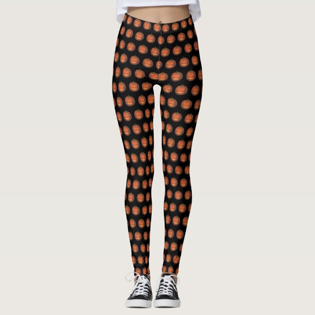 Halloween Leggings Amusants Leggings Citrouilles (Devant)