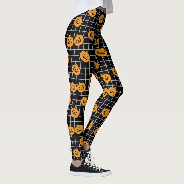 Halloween Leggings Citrouilles, noirs, orange et g (Droite)