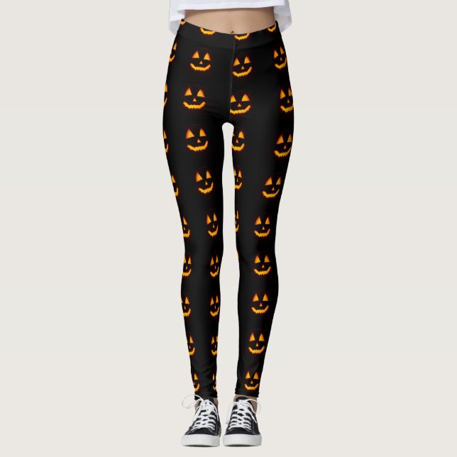 Halloween Leggings Jack-o'-lantern amusant (Devant)
