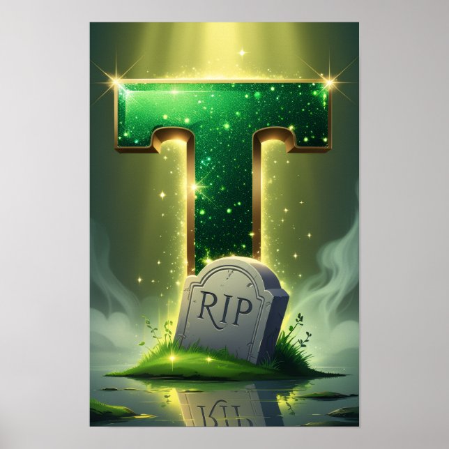 Halloween Letter T Poster | Childrens Wall Art (Devant)