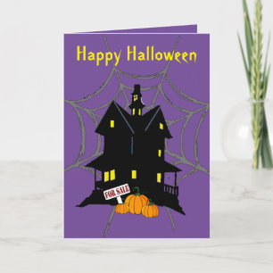 Halloween Maison hantée 5" x 7" Carte de voeux