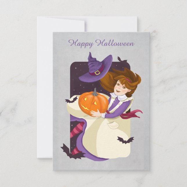 Halloween mignonne sorcière avec Citrouille (Devant)