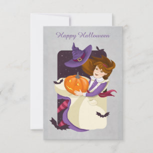 Halloween mignonne sorcière avec Citrouille