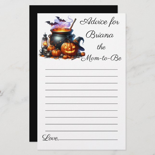 Halloween Monster Boy Baby shower Conseils pour ma (Devant / Derrière)