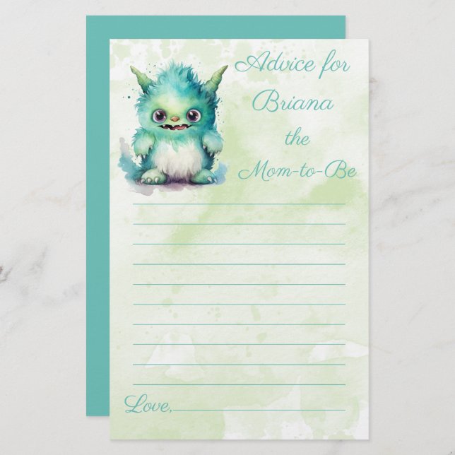 Halloween Monster Boy Baby shower Conseils pour ma (Devant / Derrière)