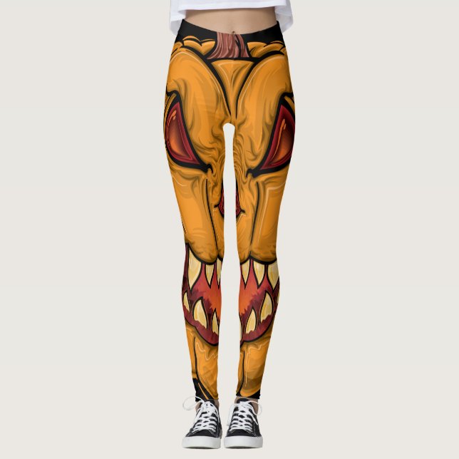 Halloween Monster Leggings Citrouille effrayant (Devant)