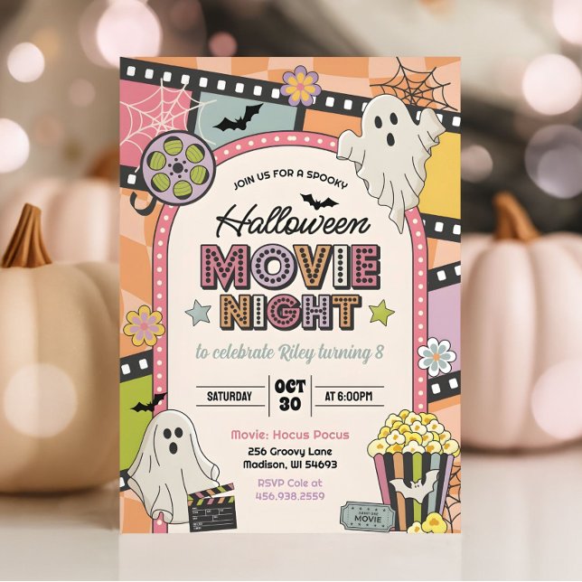 Halloween Movie Night Girl Birthday Invitation (Créateur téléchargé)