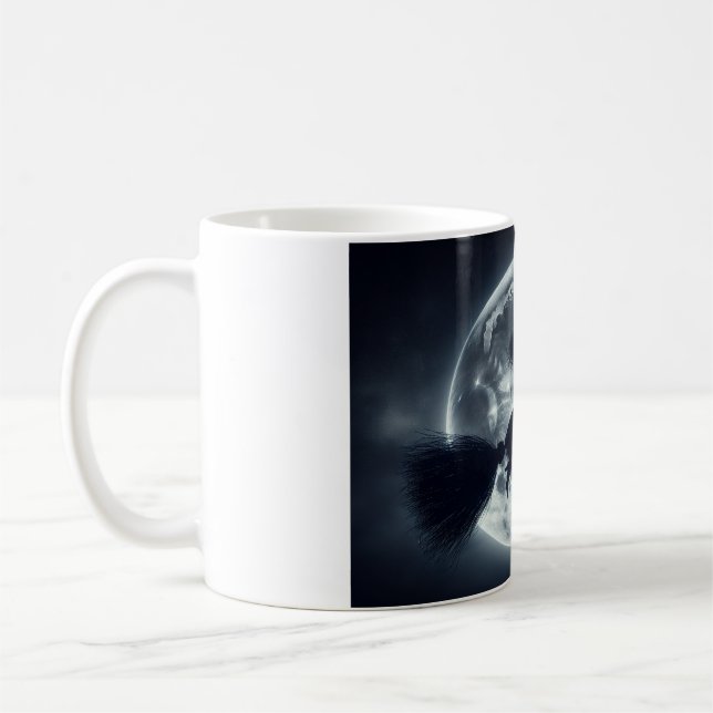 Halloween mug Sorcière à balai broomstick au clair (Gauche)