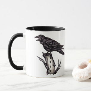 Halloween noir et blanc raven Mug Personnaliser la