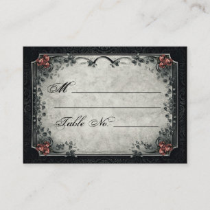 Halloween Noir & Gris Rouge Roses Cartes de Place