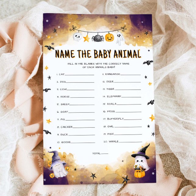 Halloween Nom The Baby Animal Baby shower Jeu (Créateur téléchargé)