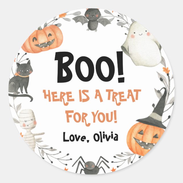 Halloween Notre Petit Boo Sticker Anniversaire (Devant)