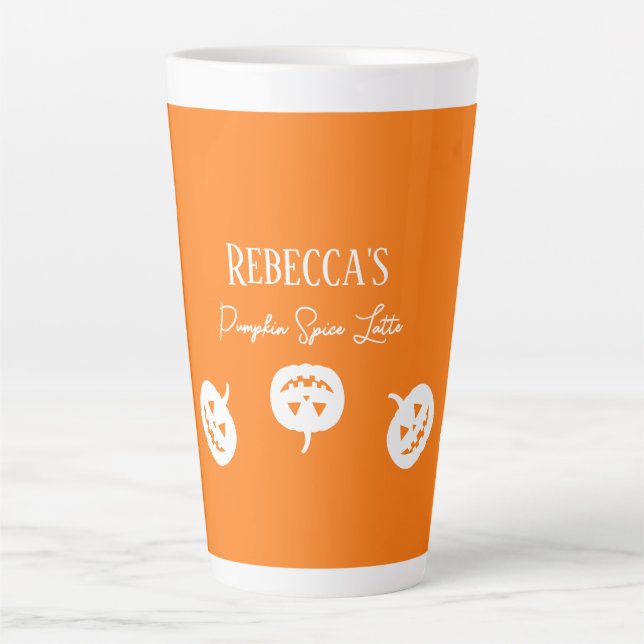 Halloween Orange Citrouille Latte Mug (Devant)