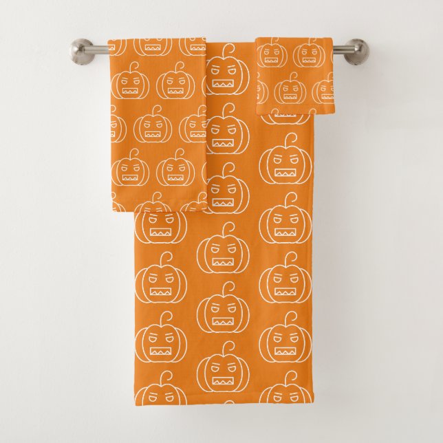 Halloween Orange Citrouille Motif Éffrayant (En situation)