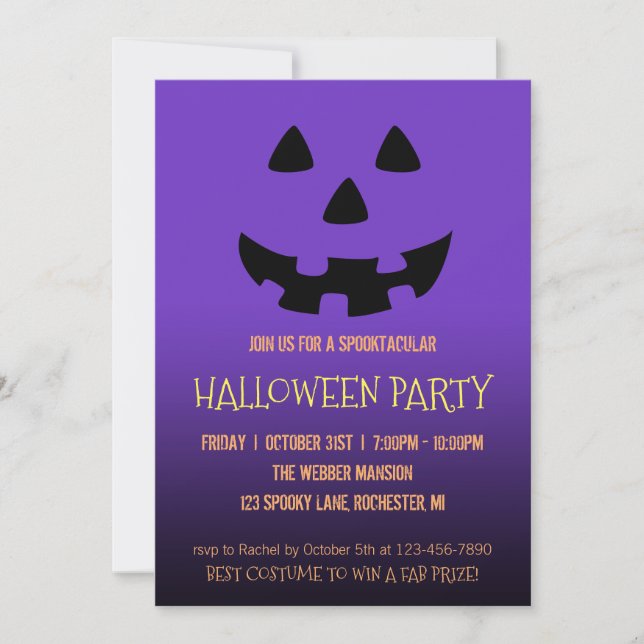 Halloween partie invitation jack o' lanterne visag (Devant)