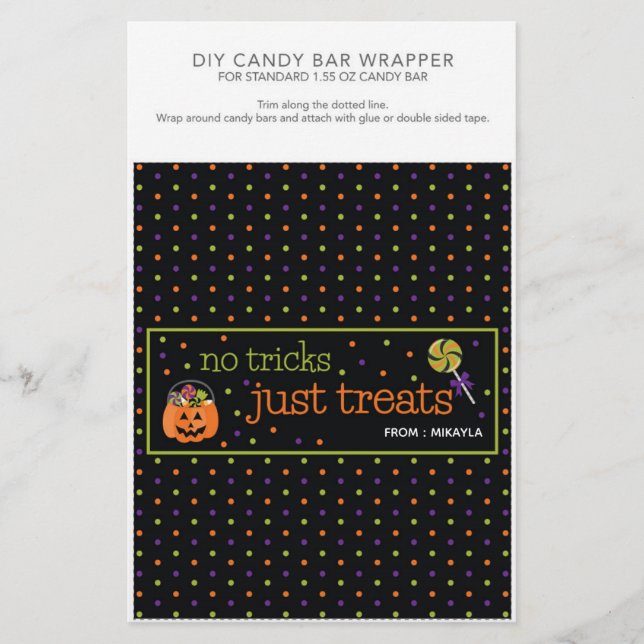 Halloween Party 1,55 oz Candy Bar Wrapper (Devant)