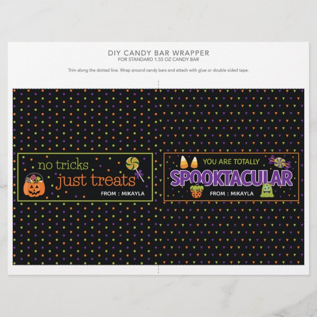 Halloween Party 1,55 oz Candy Bar Wrapper (Devant)