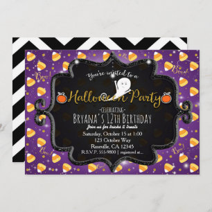 HALLOWEEN PARTY Candy Corn Ghost Invitation