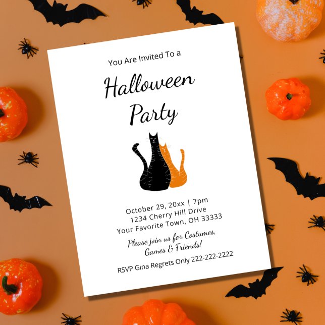 Halloween Party Cute Cats Invitation (Créateur téléchargé)
