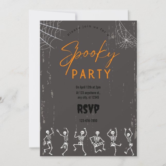 Halloween Party Dancing Skeleton Invitation (Devant)