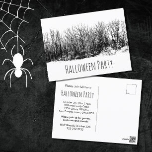 Halloween Party Gothique Black White Invitation