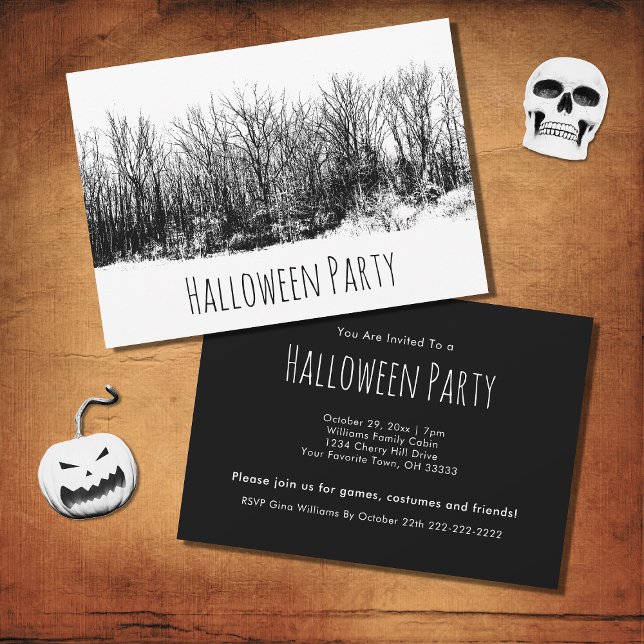 Halloween Party Gothique Black White Invitation (Créateur téléchargé)