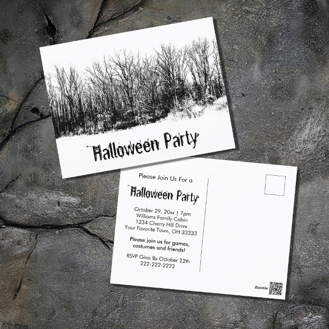 Halloween Party Gothique Black White Invitation (Créateur téléchargé)