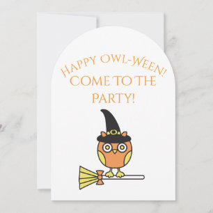 Halloween Party Invitation Owl Witch